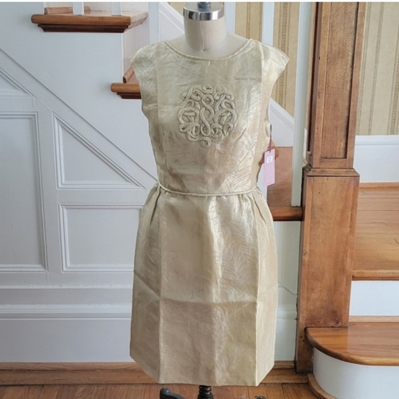 NWT VIVIENNE TAM Linen Silk Dress Size 4 Champaign - Picture 2 of 9